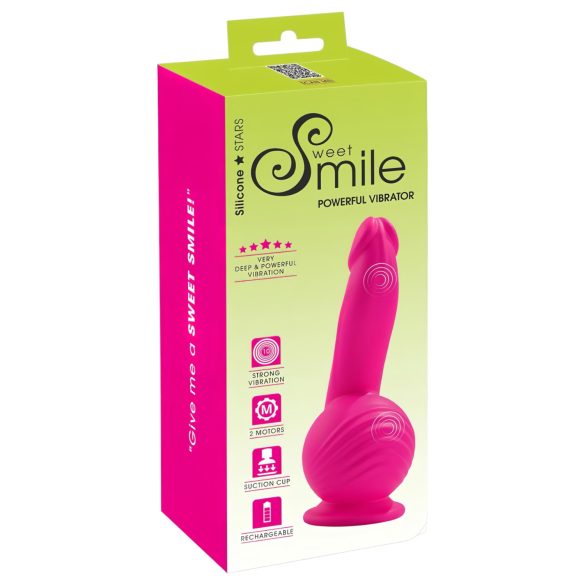 SMILE Powerful - akumulatorski dvosmjerni vibrator s vakuumom (ružičasti)