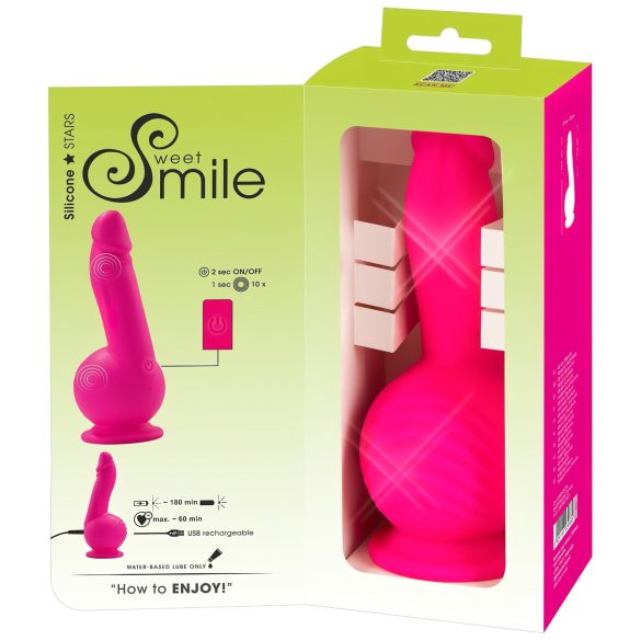 SMILE Powerful - akumulatorski dvosmjerni vibrator s vakuumom (ružičasti)