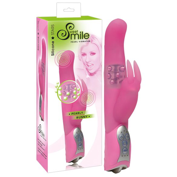 SMILE Pearly Bunny - sjajni vibrator s perlama (ružičasti)