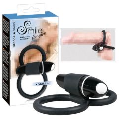 SMILE Skill - vibrirajući prsten za penis i testise (crni)