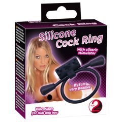   You2Toys - Podesivi silikonski vibrirajući prsten za penis (crni)