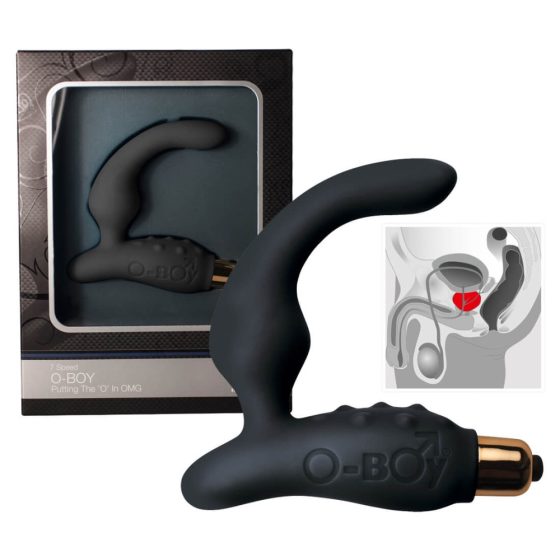 O-Boy uski silikonski vibrator za prostatu - crni (7 ritmova)