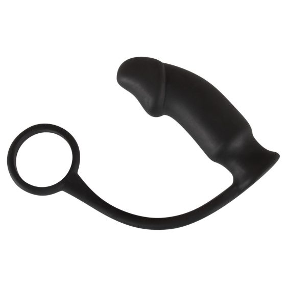 Black Velvet analni vibrator s prstenom za penis (crni)