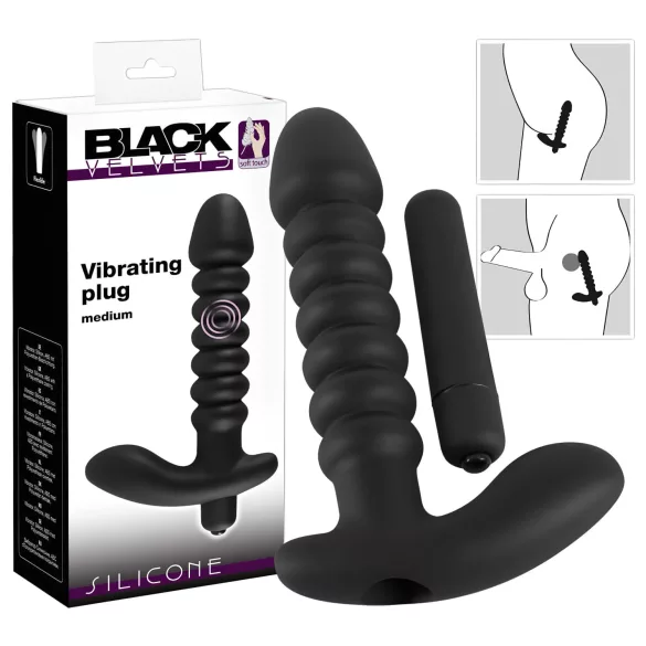 Black Velvets - vibrator s naborima - srednji - crni