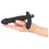 Black Velvet naborani vibrator srednji - crni