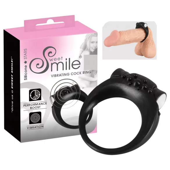 SMILE - vibrirajući penis prsten - crni