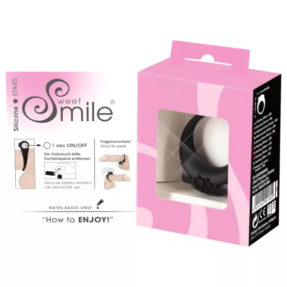 SMILE - vibrirajući penis prsten - crni