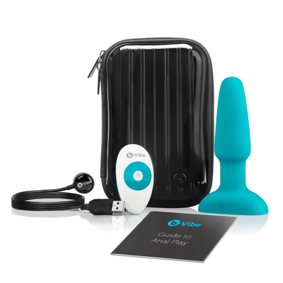 b-Vibe - rotirajući analni vibrator s perlama (tirkizni)
