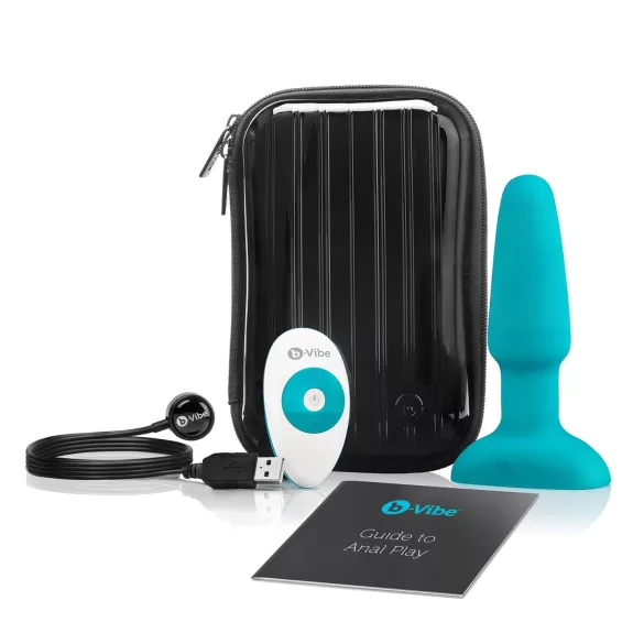 b-Vibe - analni vibrator s rotirajućim kuglicama - punjivi - tirkiz