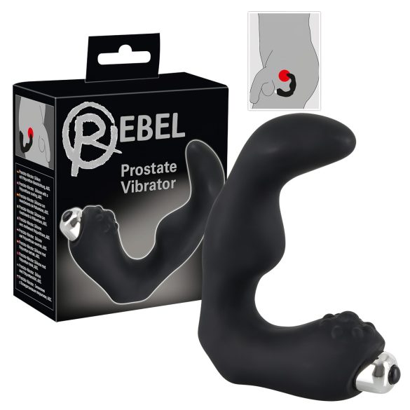 Rebel - zakrivljeni vibrator za prostatu (crna)
