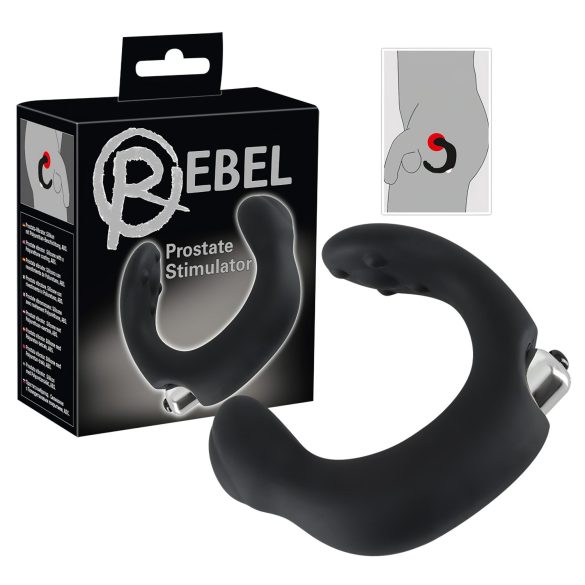 Rebel - zakrivljeni crni vibrator za prostatu