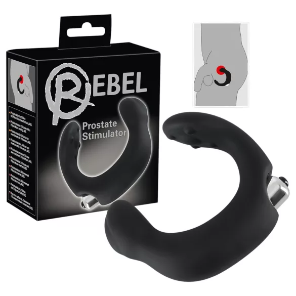 Rebel - vibrator za prostatu zakrivljen - crni