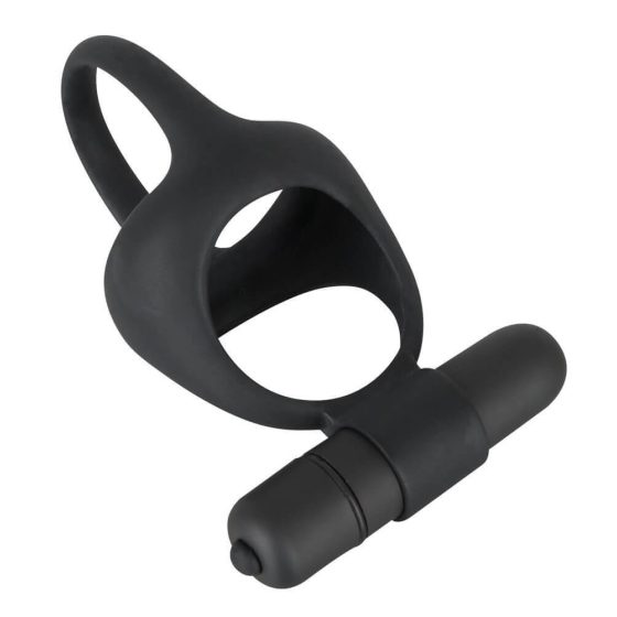 Black Velvet - vibrirajući prsten za penis i testise (crni)
