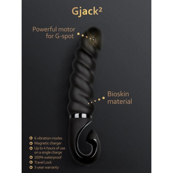 Gvibe G-jack 2 baterije, vodootporni silikonski vibrator (crni)