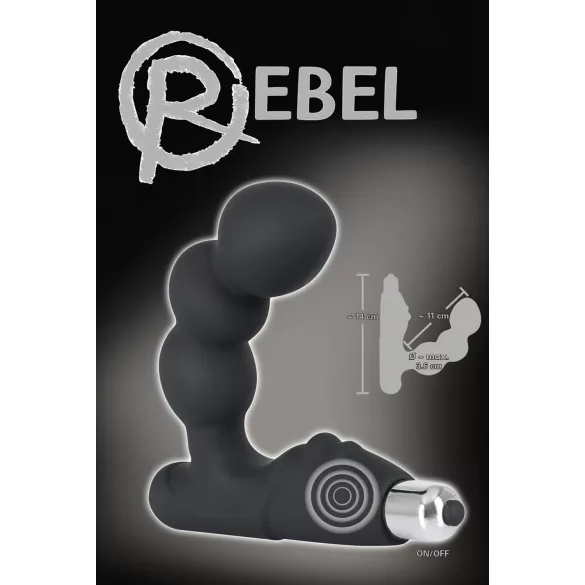 Rebel - vibrirajući masažer prostate s kuglicama - crni