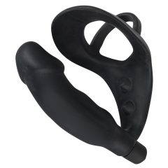   Black Velvet - penis analni vibrator s prstenom za penis i testise (crni)
