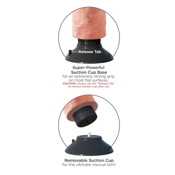 King Cock - vibrator s vakuumskim postoljem 23 cm - natur