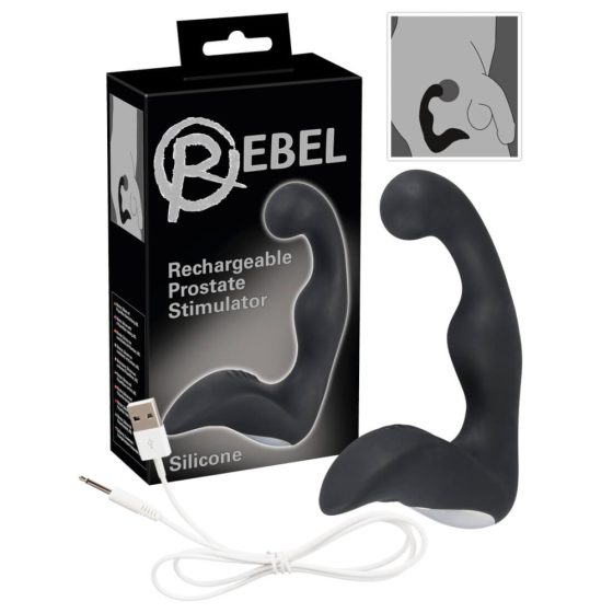 Rebel - punjivi vibrator za prostatu (crni)