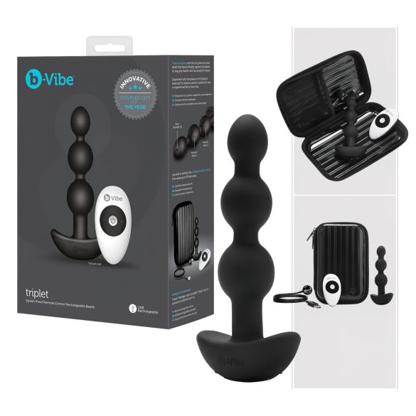 b-Vibe - trostruki analni vibrator s perlicama (crni)