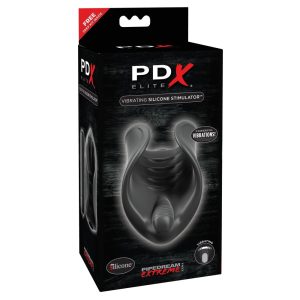 PDX Elite - silikonski vibrator za penis (crni)