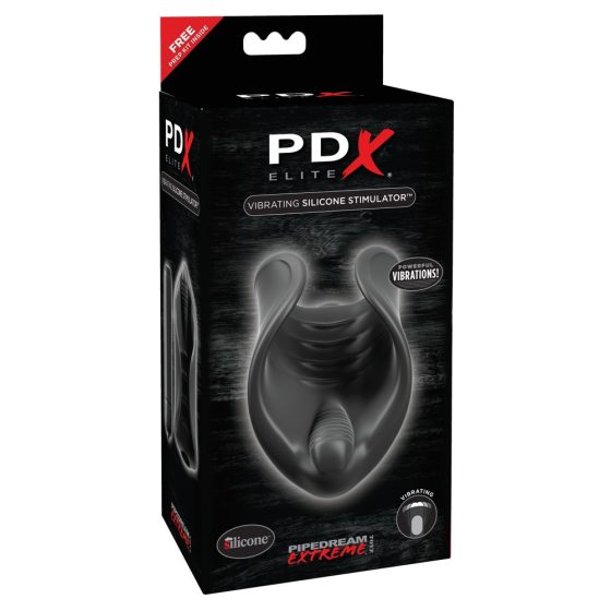 PDX Elite - silikonski vibrator za penis (crni)