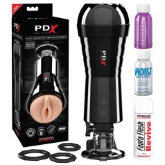   PDX Cock Compressor - usisni, vibrirajući masturbator za penis (crni)