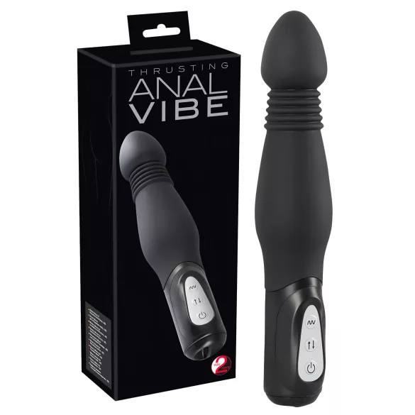 You2Toys - analni vibrator s potiskivanjem - crni