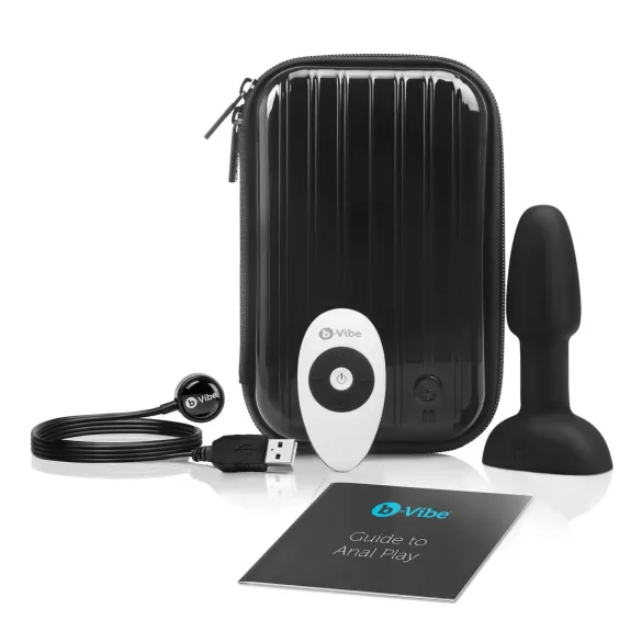 b-Vibe Rimming - analni vibrator s rotirajućim kuglicama - crni