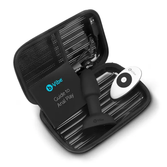 b-Vibe Rimming - analni vibrator s rotirajućim kuglicama - crni