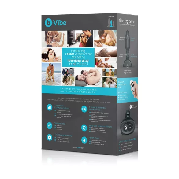 b-Vibe Rimming - analni vibrator s rotirajućim kuglicama - crni