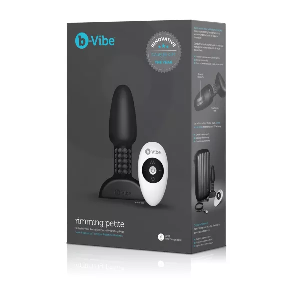 b-Vibe Rimming - analni vibrator s rotirajućim kuglicama - crni