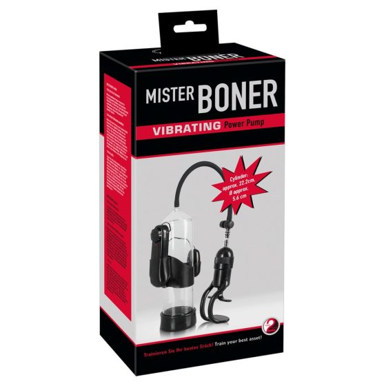 Mister Boner Vibrating - vibrirajuća pumpica za penis (prozirno-crna)