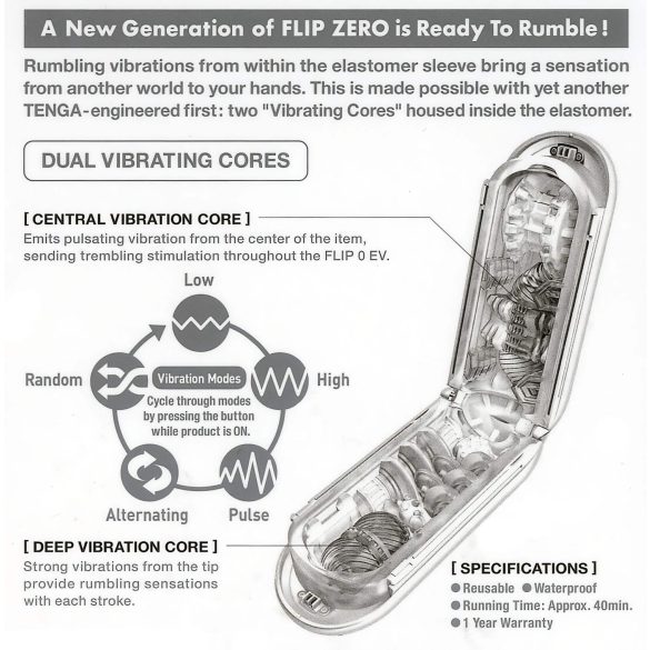 TENGA Flip Zero - vibracijski masturbator - bijeli
