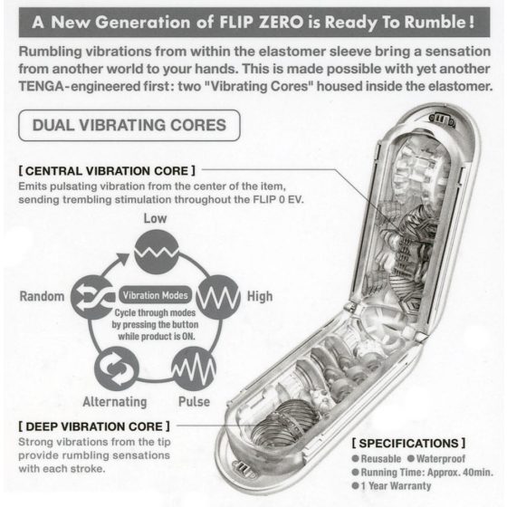 TENGA Flip Zero - vibrirajući masturbator (bijeli)