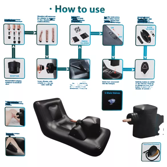 Dark Magic - električni seksualni stroj s krevetom (crna)