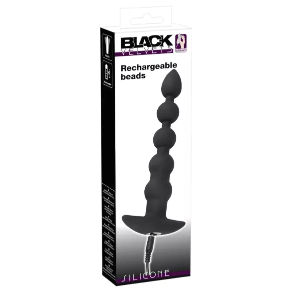 Black Velvets - analni vibrator s 5 kuglica na punjenje - crni
