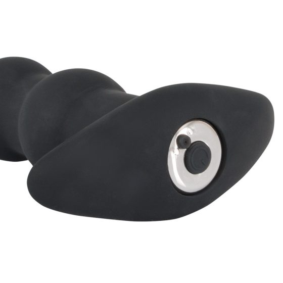 Black Velvet - punjivi analni vibrator s 5 kuglica (crni)