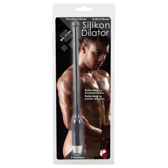 You2Toys DILATOR - dugi, silikonski uretralni vibrator - crni (8-11 mm)