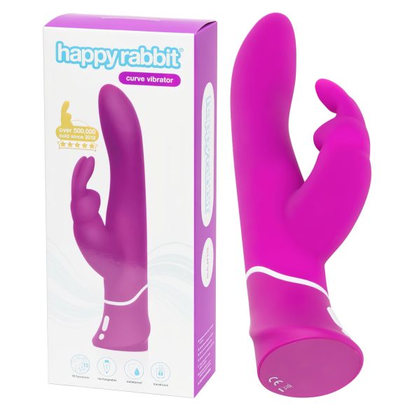 Happyrabbit Curve - vodootporni vibrator s klitoralnim nastavkom (ljubičasti)