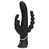 Happyrabbit Triple - vibrator s nastavkom za klitoris i anal - crni - punjivi