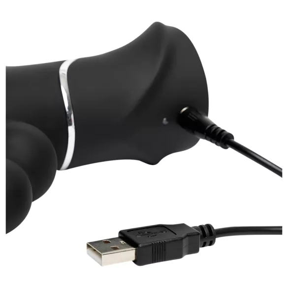 Happyrabbit Triple - vibrator s nastavkom za klitoris i anal - crni - punjivi