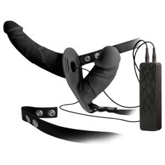 Double Thruster - crni dupli strap-on vibrator