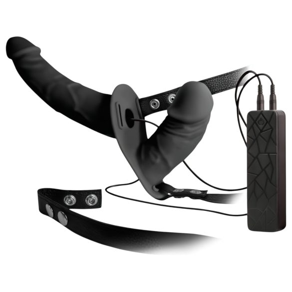 Double Thruster - crni dvostruki vibrator s remenom
