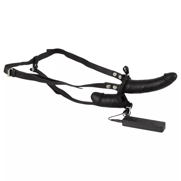 Double Thruster - strap-on dvostruki vibrator - crni