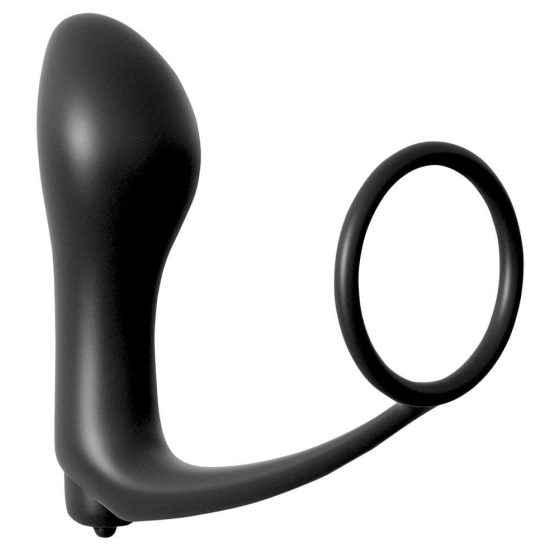 Analfantasy - analni vibrator za prste s prstenom za penis (crni)