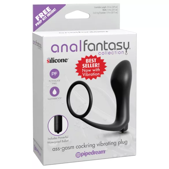 Analfantasy - analni vibrator za prst s prstenom za penis - crni