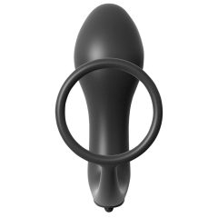   Analfantasy - analni vibrator za prste s prstenom za penis (crni)