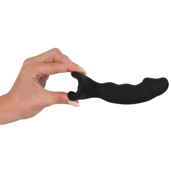 Black Velvet - analni vibrator na baterije s penisom (crni)