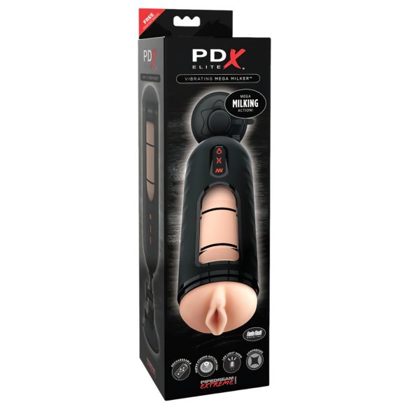 PDX Elite Mega Milker - vibrirajuća, automatska vagina za penis (crna)