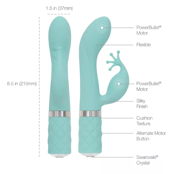 Pillow Talk Kinky - akumulatorski G-točka vibrator s 2 motora (tirkizni)